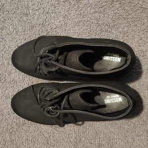 Black high heel platform booties